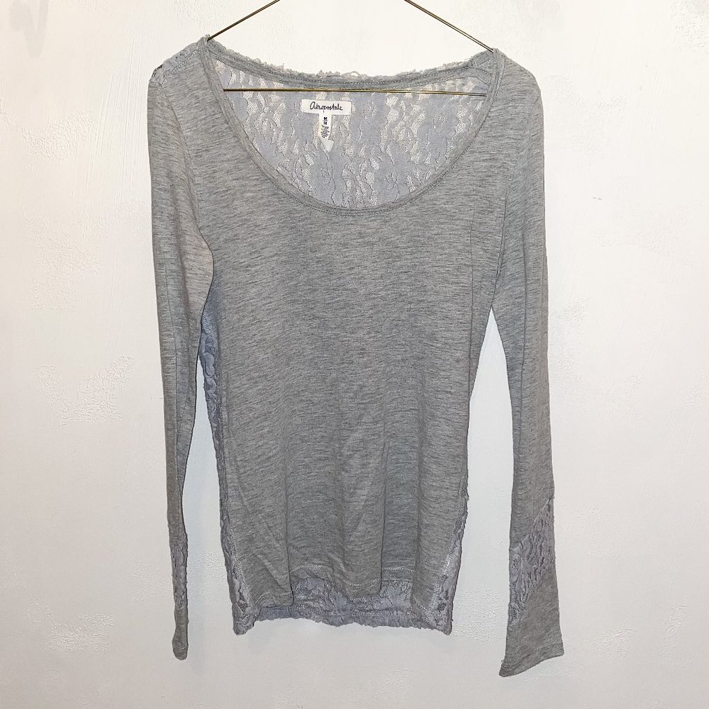 Aeropostale gray lace long sleeve shirt